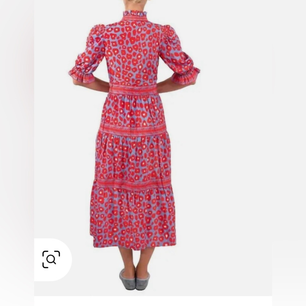 Gretchen Scott Designs Vibrant Red and Pink Midi Dress - Picture 2 of 12